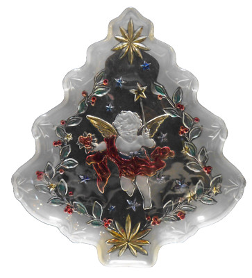 Studio Nova Angel's Wish Christmas Tree Shaped Crystal Platter Tray Stained-image