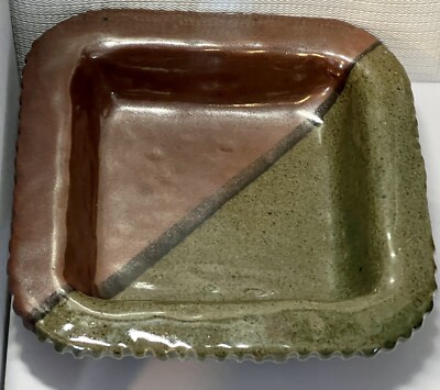 Studio Pottery Square Bowl Signed by Artist Excellent Used Condition (Heavy)-image