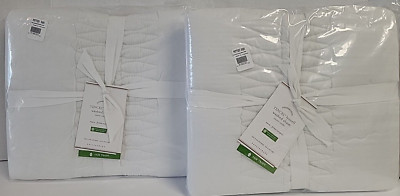 POTTERY BARN TENCEL LYOCELL WASHED EURO WHITE PILLOW SHAMS 26X26 LOT OF 2-image