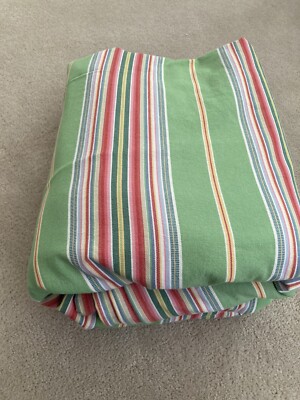 Queen Pottery Barn Green Striped Duvet Cover! -image
