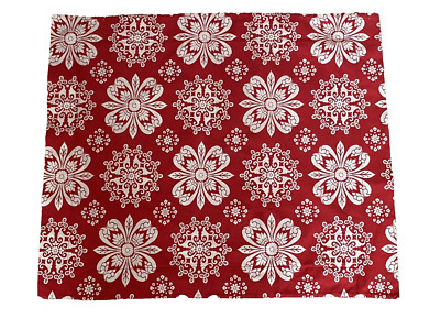 2 Pottery Barn STD Pillow Shams Bright Red W/ White Medallions-image