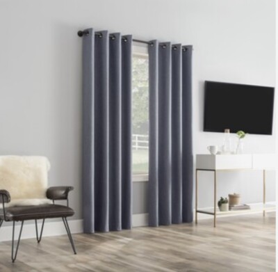 BRAND NEW Sun Zero 96-in Navy Blue Polyester Blackout Standard Lined Grommet Sin-image