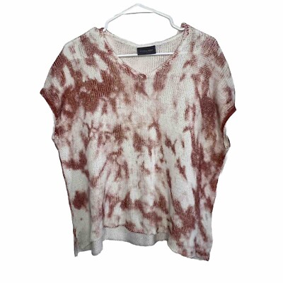 Wooden Ships Striped Dip Dye Boho Short Sleeve Oversized Crewneck Sweater S/M P4-image