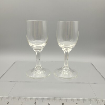 Vintage set of 2 Cordial Port Glasses Barrel Shaped Stemmed 4
