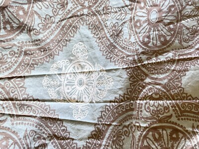 Pottery Barn Mason Medallion Teal/Brown Duvet Cover Full/Queen 92x88 100% Cotton-image