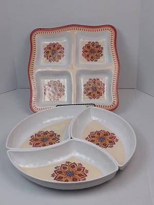 Melamine 4 Piece Serving Set Floral Burst Chip N Dip-image