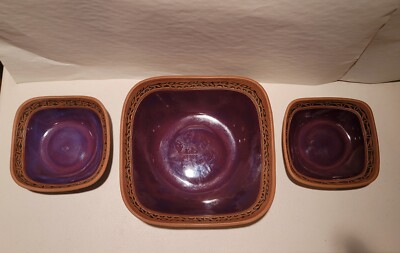 KB Smith Mineral Springs Studios  2001 3pc Pottery Bowl Set. -image