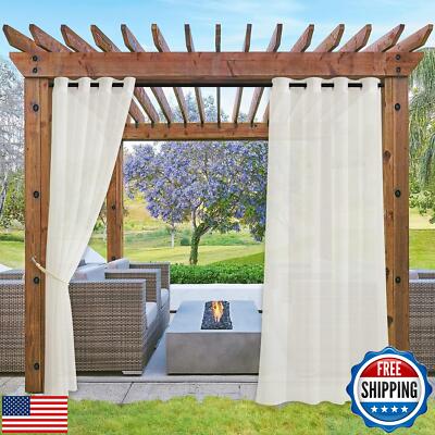 NICETOWN Beige Outdoor Curtains for Patio Waterproof, Thermal Insulated Top a-image