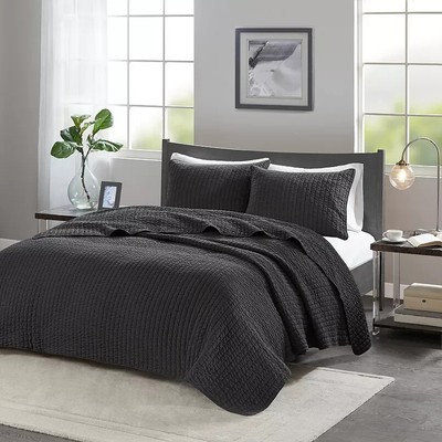 Madison Park Jaxson Quilt Set 3 pieces (Black)-image