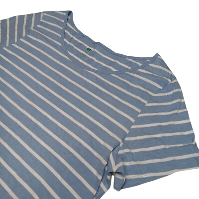 Dip Womens Top Size XL Short Sleeve Blue White Stripe Round Neck-image