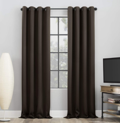 Sun Zero Nordic 2-pack Theater Blackout Grommet Curtain Panel Cocoa Brown 108