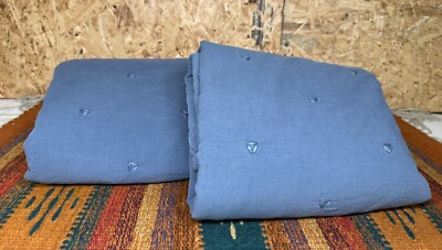 Pottery Barn Triangle Stitch Cotton King Pillow Shams Set Of 2 Blue Gray 20 x 36-image