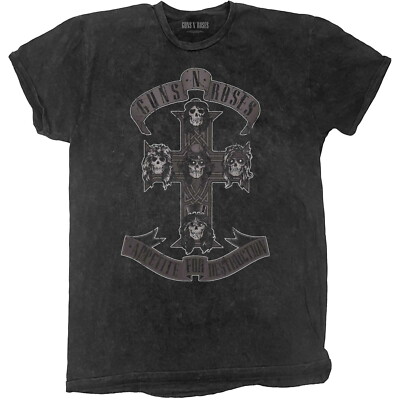 Guns N Roses Monochrome Cross Dip-Dye T-Shirt NEW OFFICIAL-image