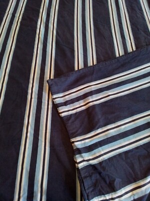 Pottery Barn Kids Nautical Stripe Twin Sz Duvet Cover Navy White  Coastal Beach-image