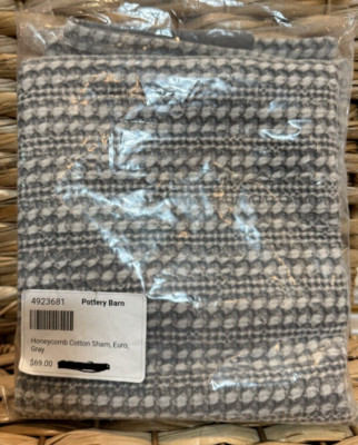 Pottery Barn Honeycomb Cotton EURO Sham~GRAY- Open Box-image