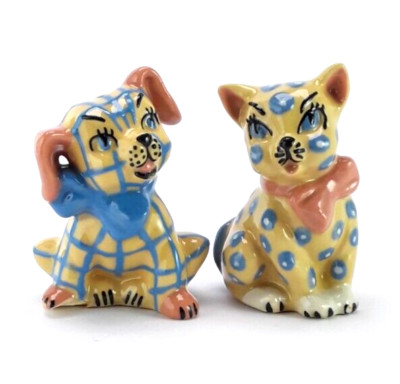 Vintage Ceramics Art Studio - Dog and Cat Salt and Pepper Shakers - Damaged-image