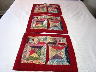 Pottery Barn Lot of 3 Patchwork Quilted Standard Pillow Shams-image