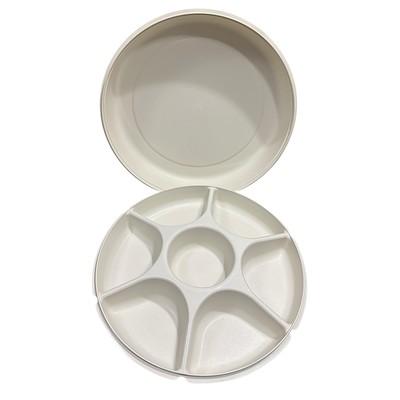 Tupperware 1665-1 Divided Serving Tray Container With Lid 1665 Veggie Dip 1666-image