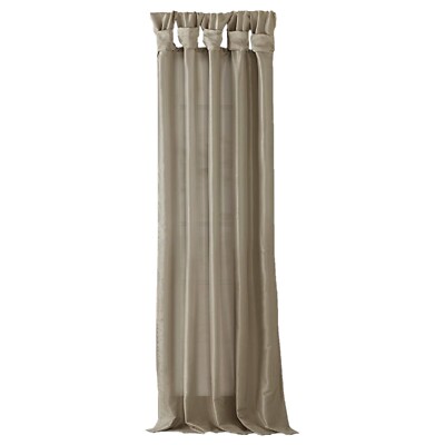 Madison Park Emilia Faux Silk Tab Top Window Curtain – Pewter – 50”W x 120”L-image