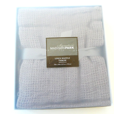 Madison Park Signature Linen Waffle Throw Blanket 50x60 inch Lightweight NEW-image