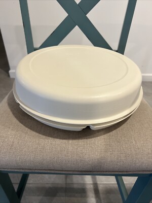 Vintage Tupperware Chip Dip Snack Serving Tray + Lid 1666-1  Party Veggie Tray-image