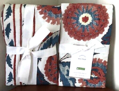 Pottery Barn Anu Suzani Duvet Cover Set Red Blue King 2 King Shams Embroidered🦩-image