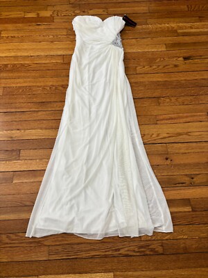 DB Studio Formal Wedding Dress Sz 2 Ivory Strappy Back Rhinestone Prom Gown NWT-image