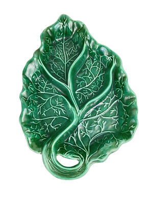 1952 Studio Rhubarb Leaf Dark Green Ceramic 4-Part Devided Platter-image