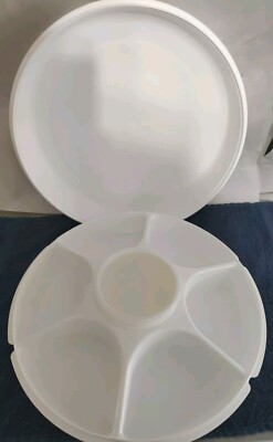 Vintage Tupperware Divided Veggie Fruit & Dip Serving Tray 4 Piece Set EUC-image