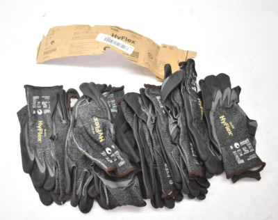 Lot of 12 Pairs Hyflex Coated Gloves ANSI Cut Level A2 Palm Dipped Large Size-image
