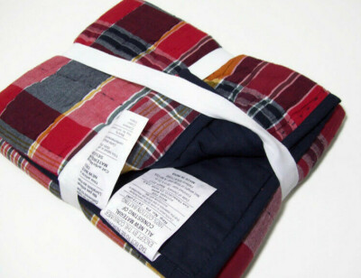 Pottery Barn Multi Colors Quinn Plaid Quilted Standard Pillow Cover Sham New-image