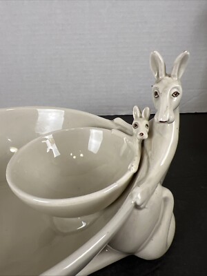 Vintage Fitz & Floyd Ceramic Kangaroo Bowl and Dip  Bowl Large 1977 Japan-image