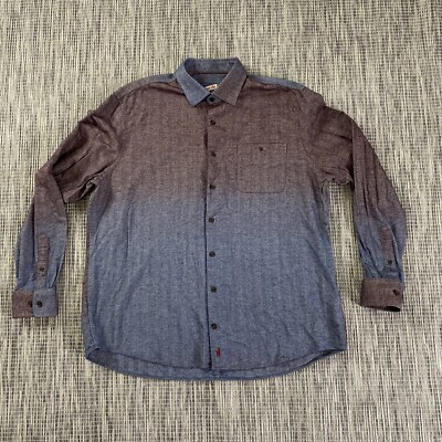 Johnnie-O Roscoe Dip Dye Cotton Button Up Long Sleeve Shirt Blue Purple Mens XL-image