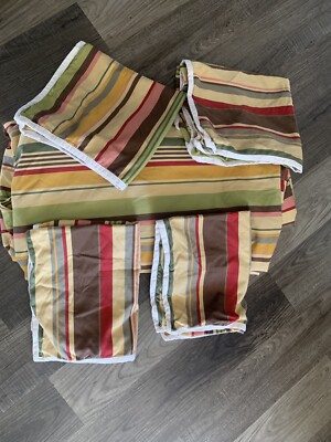 Pottery Barn Duncan Stripe Multicolor King Duvet Cover W/ 4 Pillow Shams Cotton-image