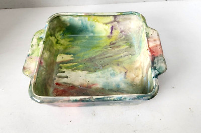 Handpainted Art Studio  BAKING DISH Jane Kileen~ Mustard Seed 8 x 8-image