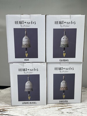 NEW Set (4) Studio M Heart Notes Lori Siebert Mom, Daughter, Grandma, Pray Bells-image