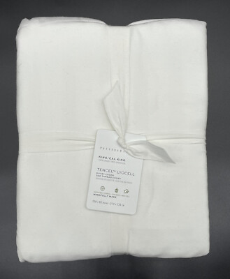 POTTERY BARN TENCEL LYOCELL KING / CAL KING DUVET NEW WITH TAG WHITE-image