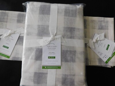 NEW Pottery Barn Rhett Buffalo Check GRAY F/Q Queen Duvet & 2 Standard Shams-image