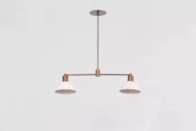 2 Light Shade Raw Brass Sputnik Chandelier Light Mid-Century Modern Fixture Lamp-image