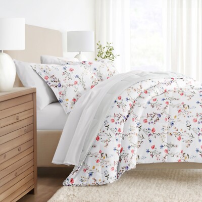 Kaycie Gray Floral Patterned Reversible Comforter Set-image