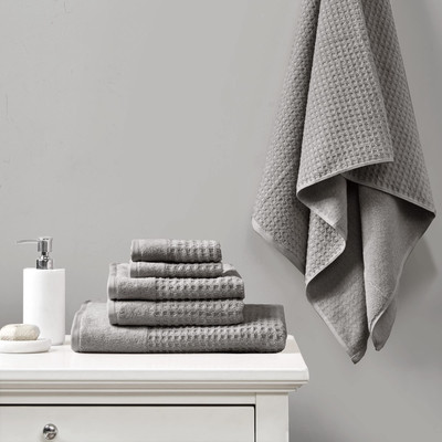 Madison Park Spa Waffle 100 Cotton Luxurious Towel Set Premium Texture Waffle We-image