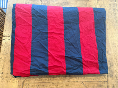 Pottery Barn Teen Bold Rugby Stripe Duvet Cover Red Navy Twin EUC-image