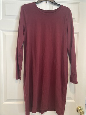womans dip maroon long sleeve dress sizs xl-image