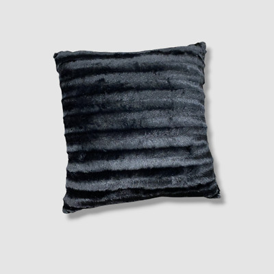 Madison Park Black Faux Fur Square Pillow 20x 20-image