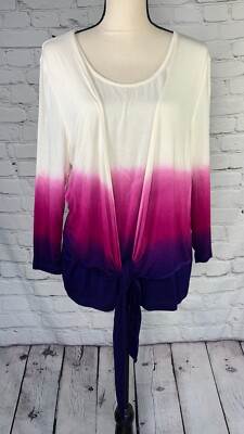NEW Soft Surroundings Purple Ombre Dip Dyed Layered Look Tie Top Large-image