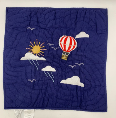 Pottery Barn Kids World Map Embroidered Quilted Sham Navy Blue Euro #65D-image