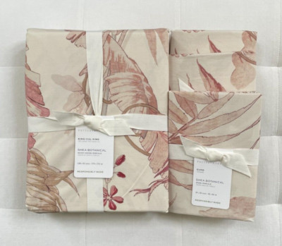 Pottery Barn SHEA BOTANICAL Duvet King/California King & 3 Euro Shams NWT-image