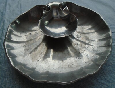 Chip Dip Clam Shell Shrimp Wilton Armetale RWP 2 Piece 12” Tray Platter-image