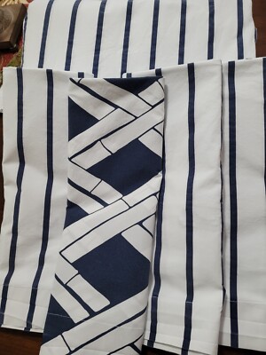 Pottery Barn Blue White Stripe King/Cal King Duvet 4 Euro Shams-image
