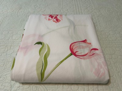  Pottery Barn Printed Tulips Duvet Cover Full/ Queen Floral Watercolor-image